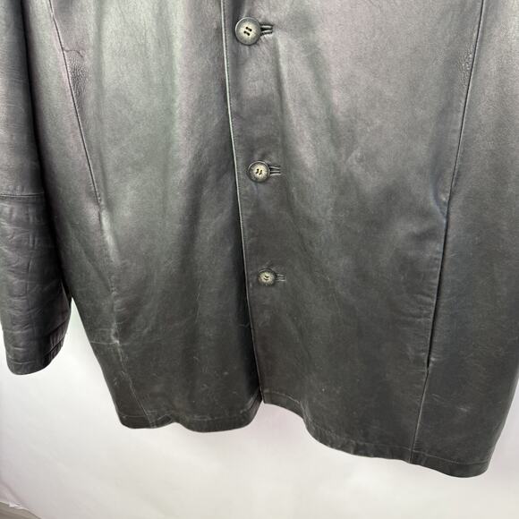 Wilsons Leather Pelle Studio Black Long Sleeve Button Front Coat Mens Sz 3XLT - Picture 4 of 16